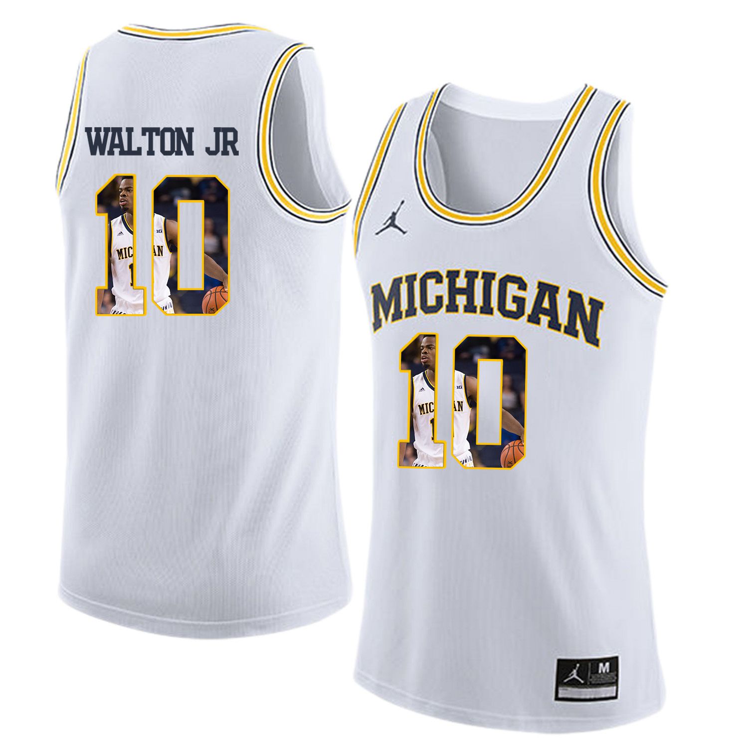 Men Jordan University of Michigan Basketball White 10 walton jr Fashion Edition Customized NCAA Jerseys